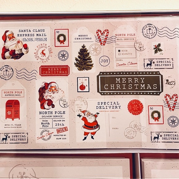 NWT- Punch Studios Set of 18 Retro Santa Christmas Card and Envelopes - Picture 4 of 8
